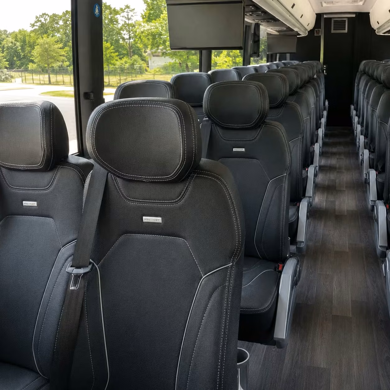 56 passenger charter bus inside